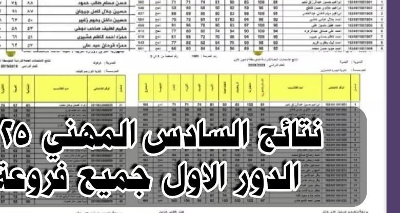 بالرقم السري.. نتائج السادس مهني 2025 الدور الاول كافة فروعة 3 نتائج السادس مهني