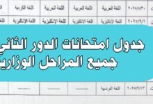 الان.. جدول امتحانات الدور الثاني 2025 (الثالث متوسط-السادس ابتدائي-السادس الاعدادي) 20 جدول امتحانات الدور الثاني 2025