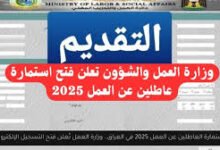 التقديم على استمارة العاطلين عن العمل في العراق